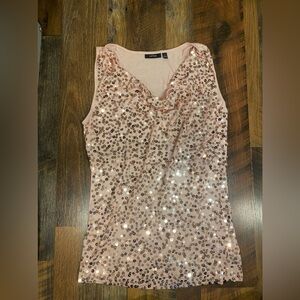 Apt. 9 womens Blush rose gold pink Sequin dressy Tank Top size small
